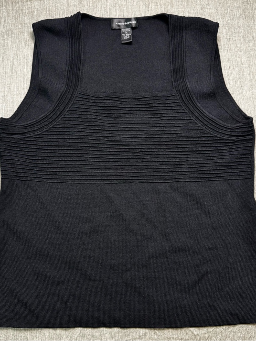 Cable & Gauge Women’s Size XL Black Ribbed Knit Sleeveless Tank Top Square Neck